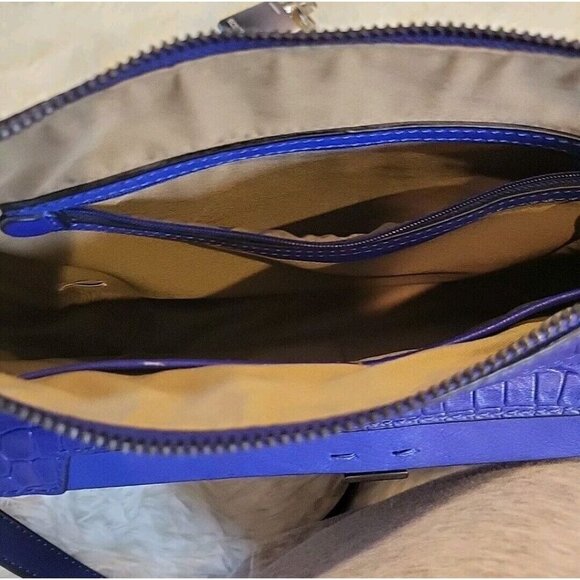 Royal Blue T Tahari Purse Alligator Crocodile Medium Preowned EUC Fast Ship - Picture 12 of 14